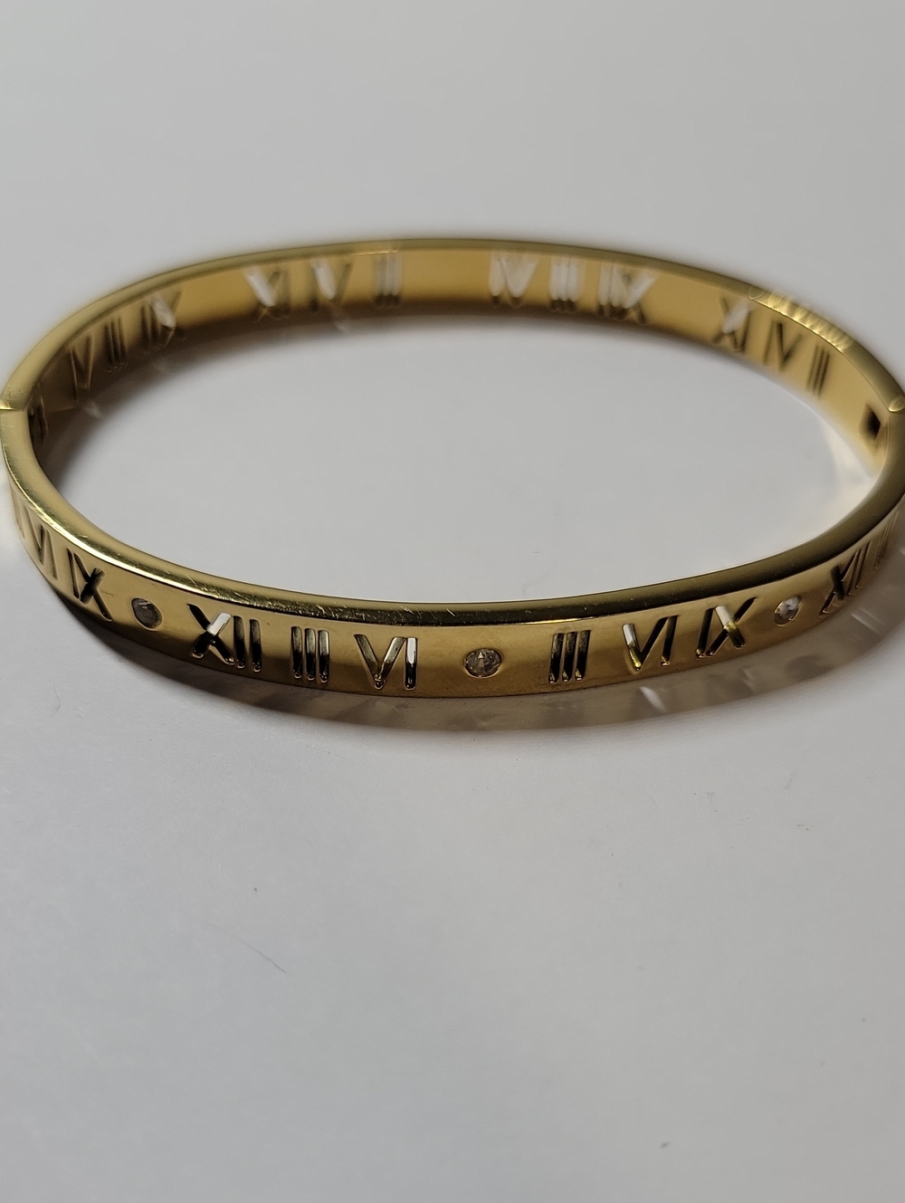 Gold Tone Roman Numeral Bangle Bracelet